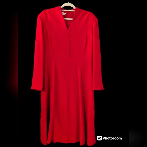 Du Per Du Dresses | Vintage 90s 100% Silk Du Per Du Red Button Front Dress | Color: Red | Size: 16 | Jadenbru's Closet
